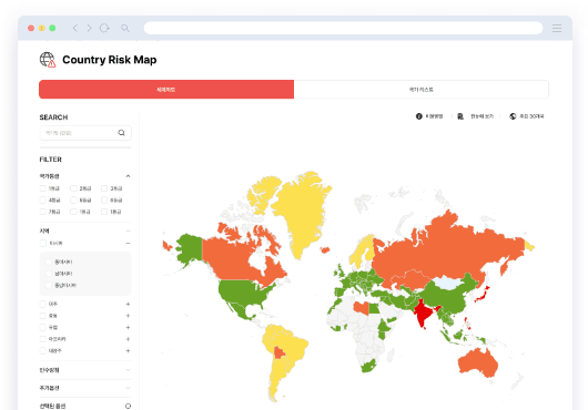Country Risk Map 메뉴 스크린샷 이미지
