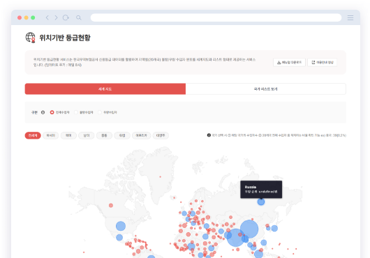 위치기반 등급현황 메뉴 스크린샷 이미지